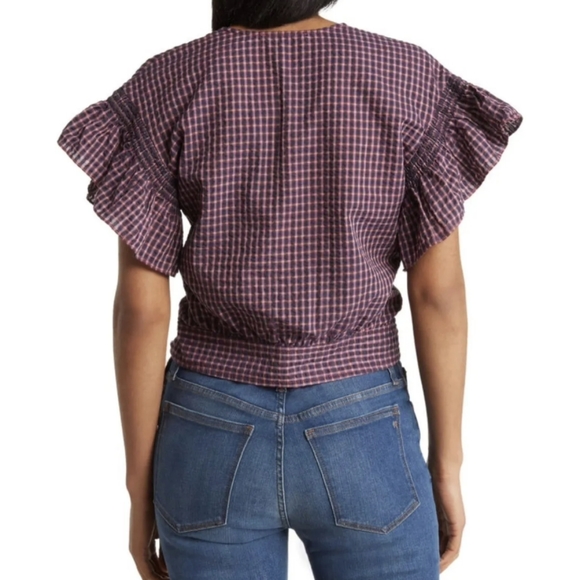 Madewell Flutter Sleeve Side-Tie Wrap Top - Picture 2 of 9